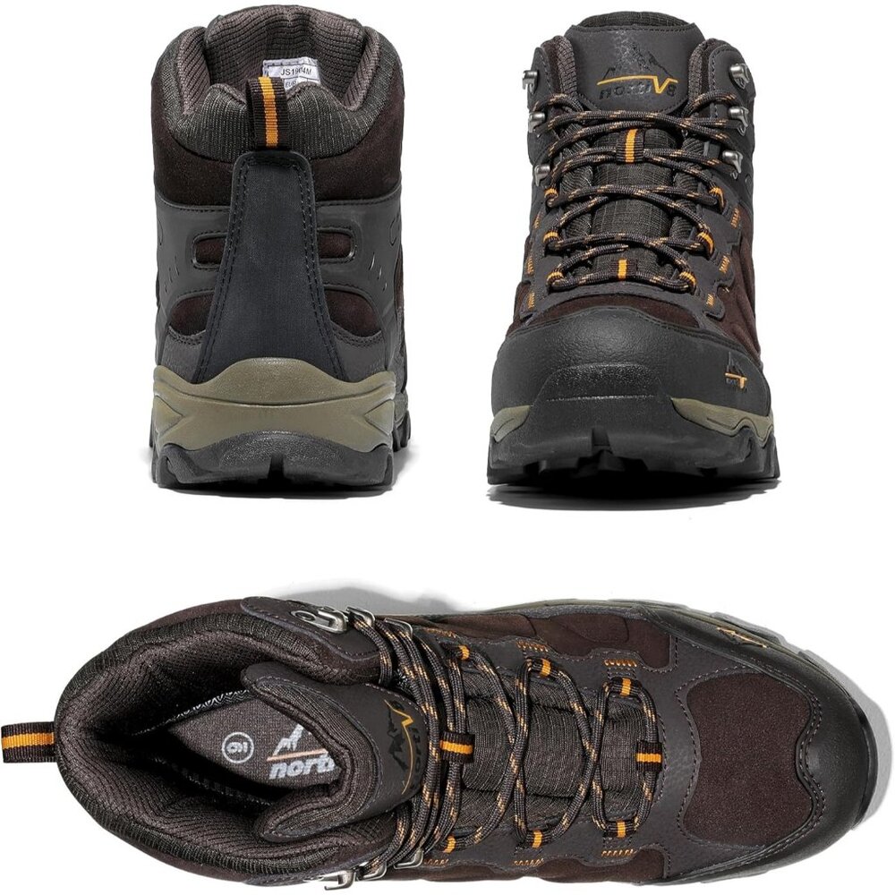 NORTIV 8 Men's Waterproof Hiking Boots Mid Trekking Mountaineering Shoes Brown - Picture 4 of 6